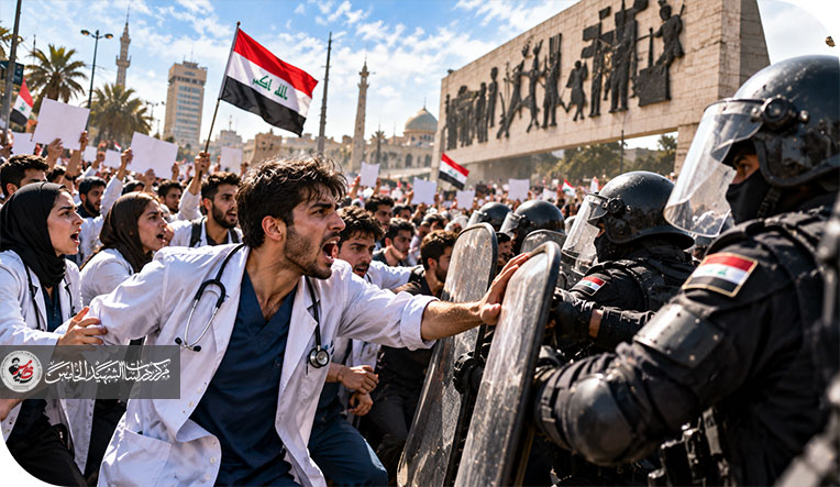 في الهواء الطلق قمع المتظاهرين